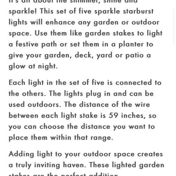 New Wind & Weather Starburst Garden Light Set 5 Pc LED Fairy Wedding Landscape - Picture 2 of 9